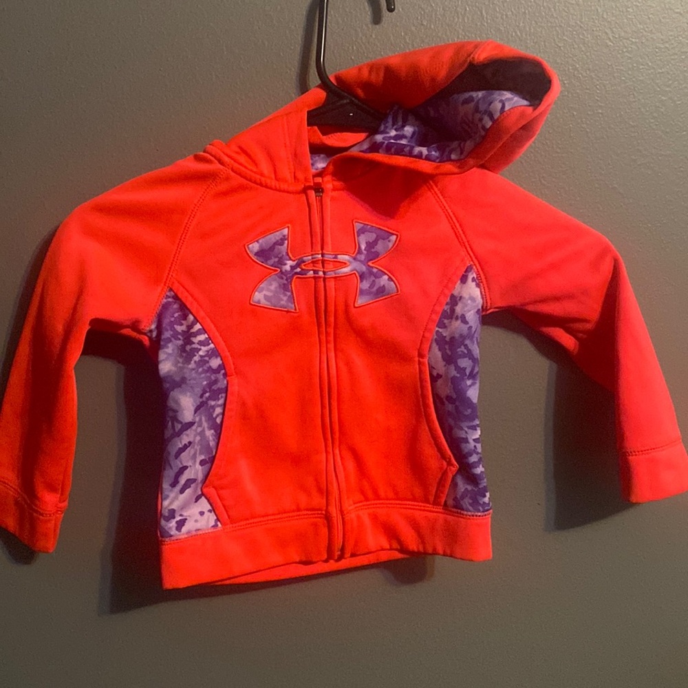 Under Armour toddler hoodie sweatshirt. Pink and purple. Size 24months